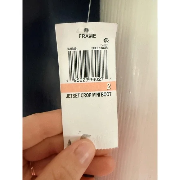 FRAME Jetset High Rise Crop Mini Bootcut Jeans Sheen Noir Black Size 2 JCMB631 - Picture 4 of 5